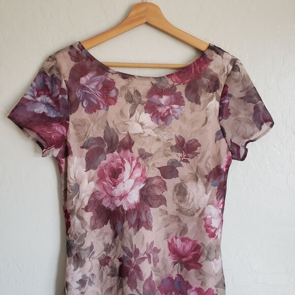 Vintage 90's Y2K Connected Floral Flowy Midi Dress 10 Romantic Whimsigoth Fairy - Picture 4 of 12